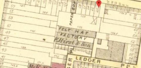 19th Century Map Showing the Location of a felt hat factory owned by P. Hirst and son at Arch Street Excavation Site